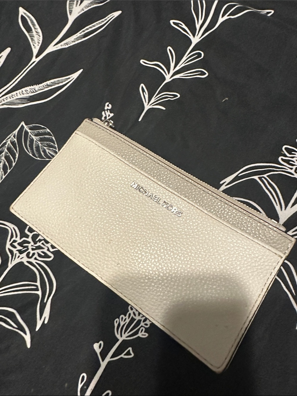 Michael Kors Pebbled Leather Zip Wristlet in Light Beige